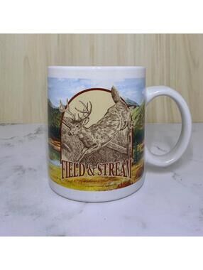 Vintage Field & Stream Coffee Mug - Deer & Bass Wildlife Design